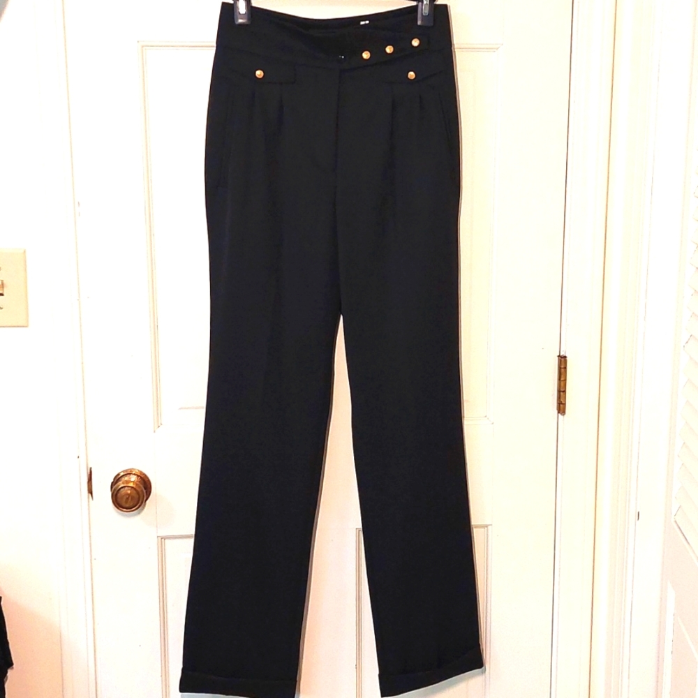 Anthropologie Yaya Aflalo High-waist Black Trousers, Size 6 - Picture 2 of 8